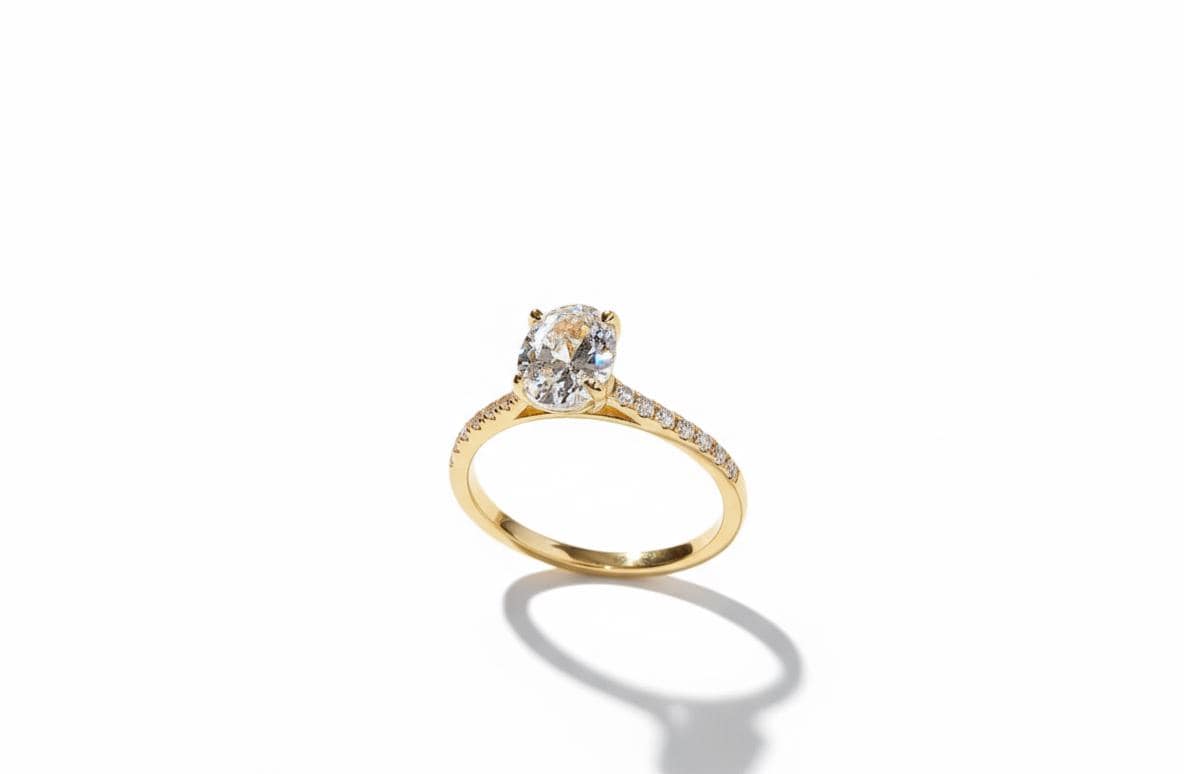 2 Ct Oval Moissanite Eternity Band Oval cut 1Ct Moissanite Brilliant Cut engagement ring in 935 Argentium Silver — custom handcrafted by Forever For Love