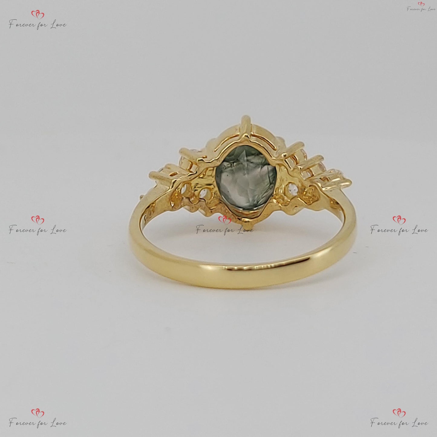 Bague de fiançailles ovale en agate mousse avec diamants G VS1 Oval cut Moissanite engagement ring in Gold or Platinum — custom handcrafted by Forever For Love