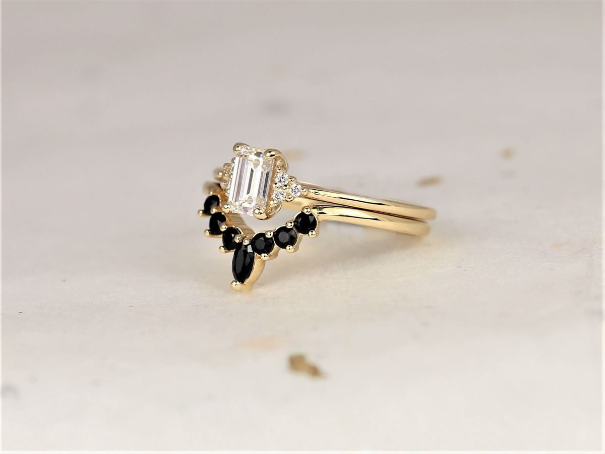 1.05 Ct Emerald Diamond, Moissanite Engagement Ring