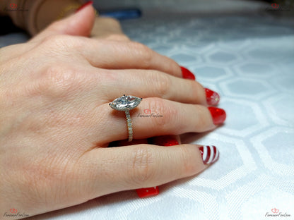 2 Ct IGI Certified Marquise Lab Diamond Engagement Ring