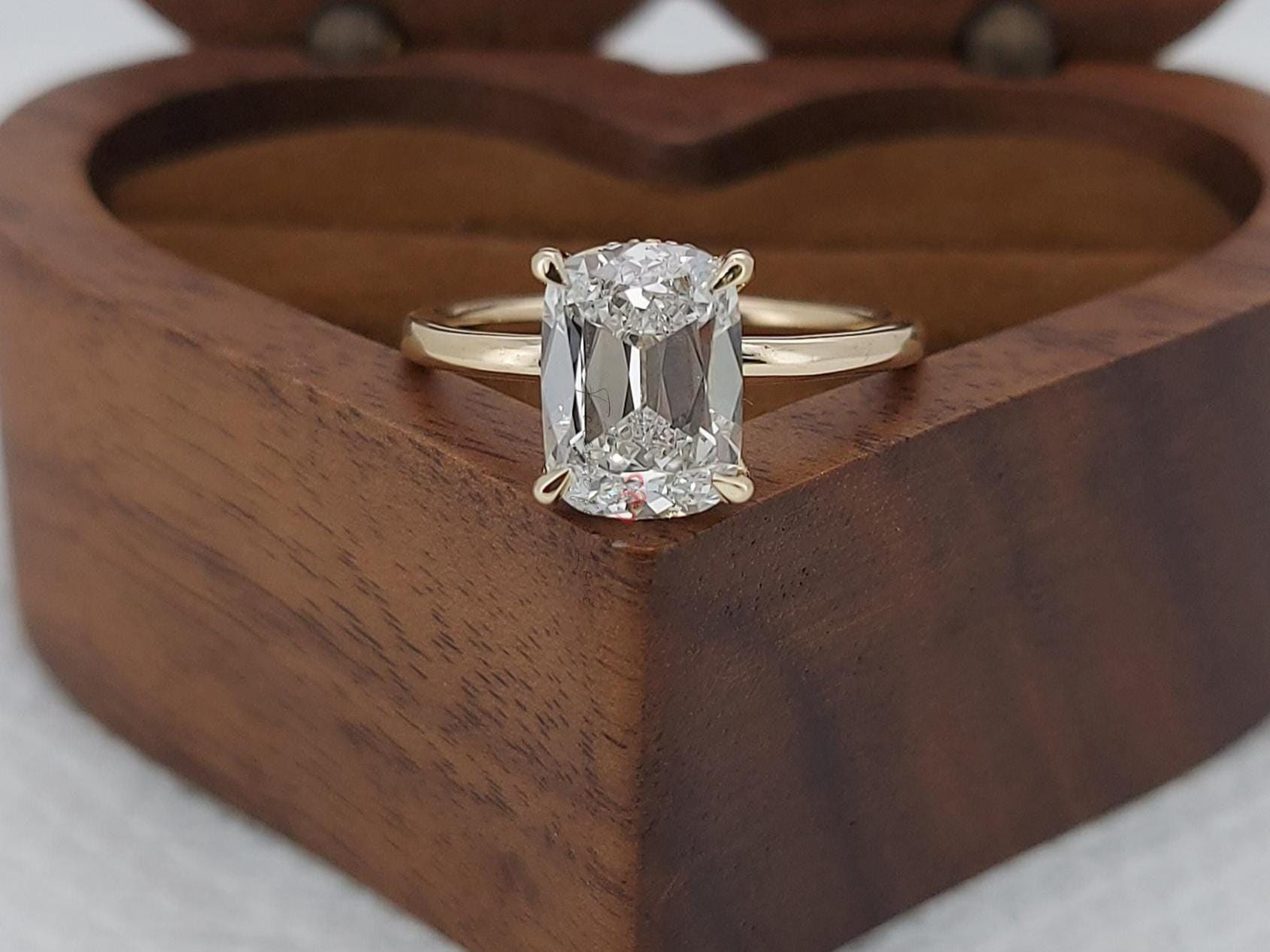 IGI Certified Old Mine Lab Diamond Hidden Halo Engagement Ring