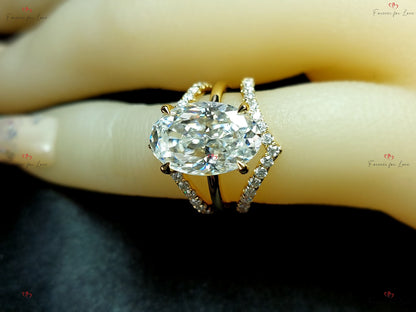 9.5 Ct Oval Diamond, Moissanite Hidden Halo Engagement Ring