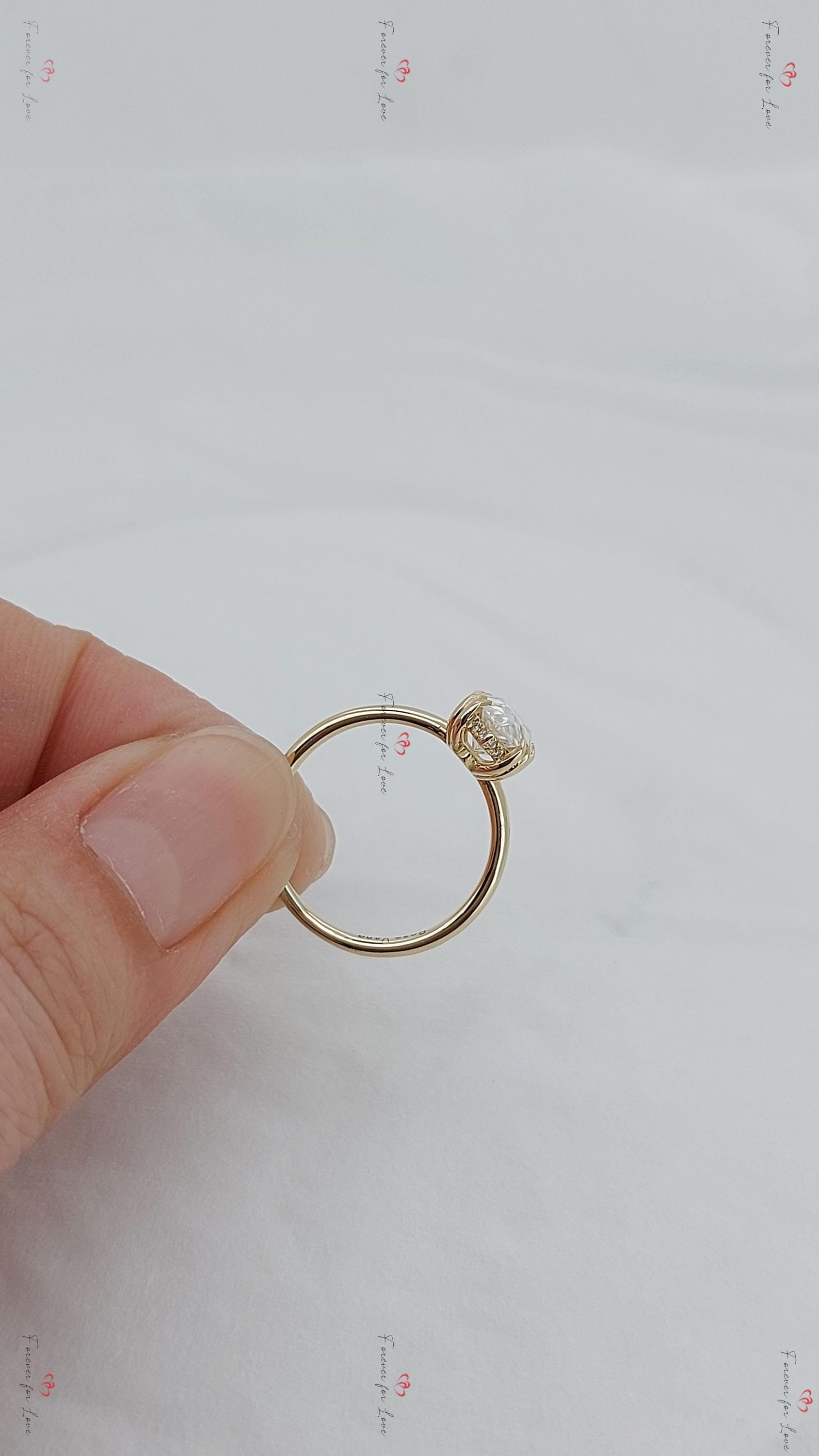 2 Ct Pear Diamond, Moissanite Hidden Halo Engagement Ring