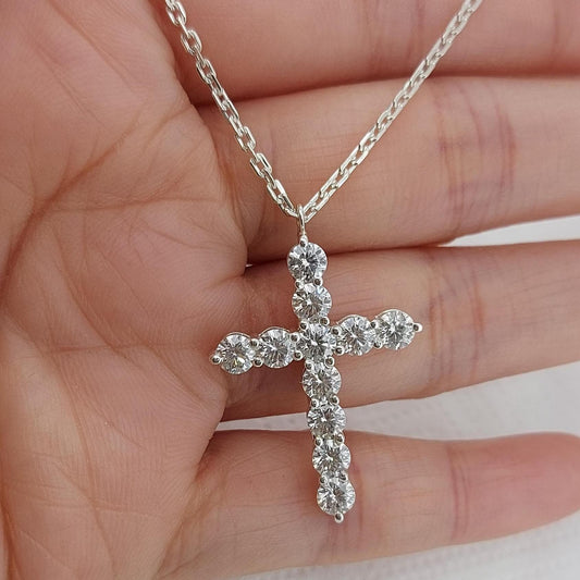 14k Solid Gold Diamond Cross Necklace for Women,Diamond Cross Pendant, Religious Jewelry, Christian Faith Pendant, Cross Gift for Women