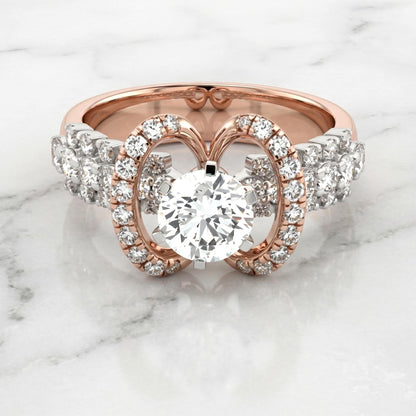 Round Lab Diamond Halo Engagement Ring