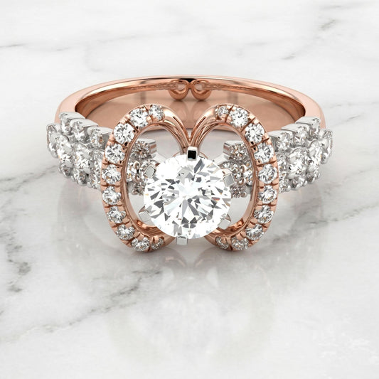 Round Lab Diamond Halo Engagement Ring