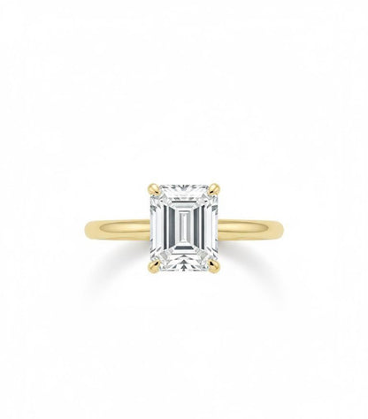 1.50 Ct Emerald Moissanite, Emerald Solitaire Engagement Ring