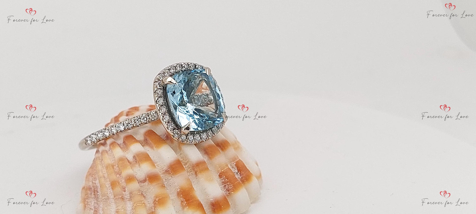 Radiant Diamond, Aquamarine Band