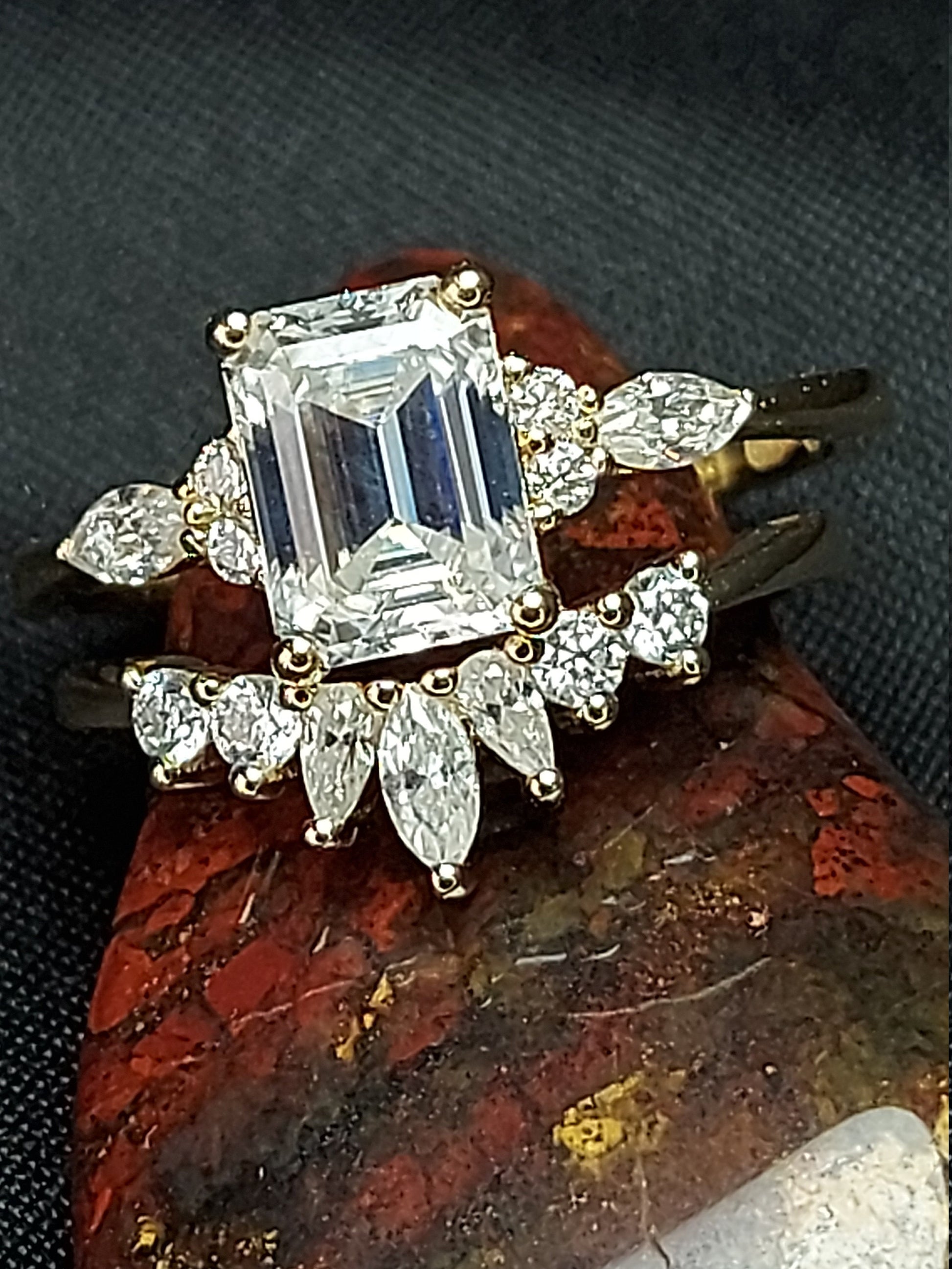 Emerald Diamond, Moissanite Engagement Ring