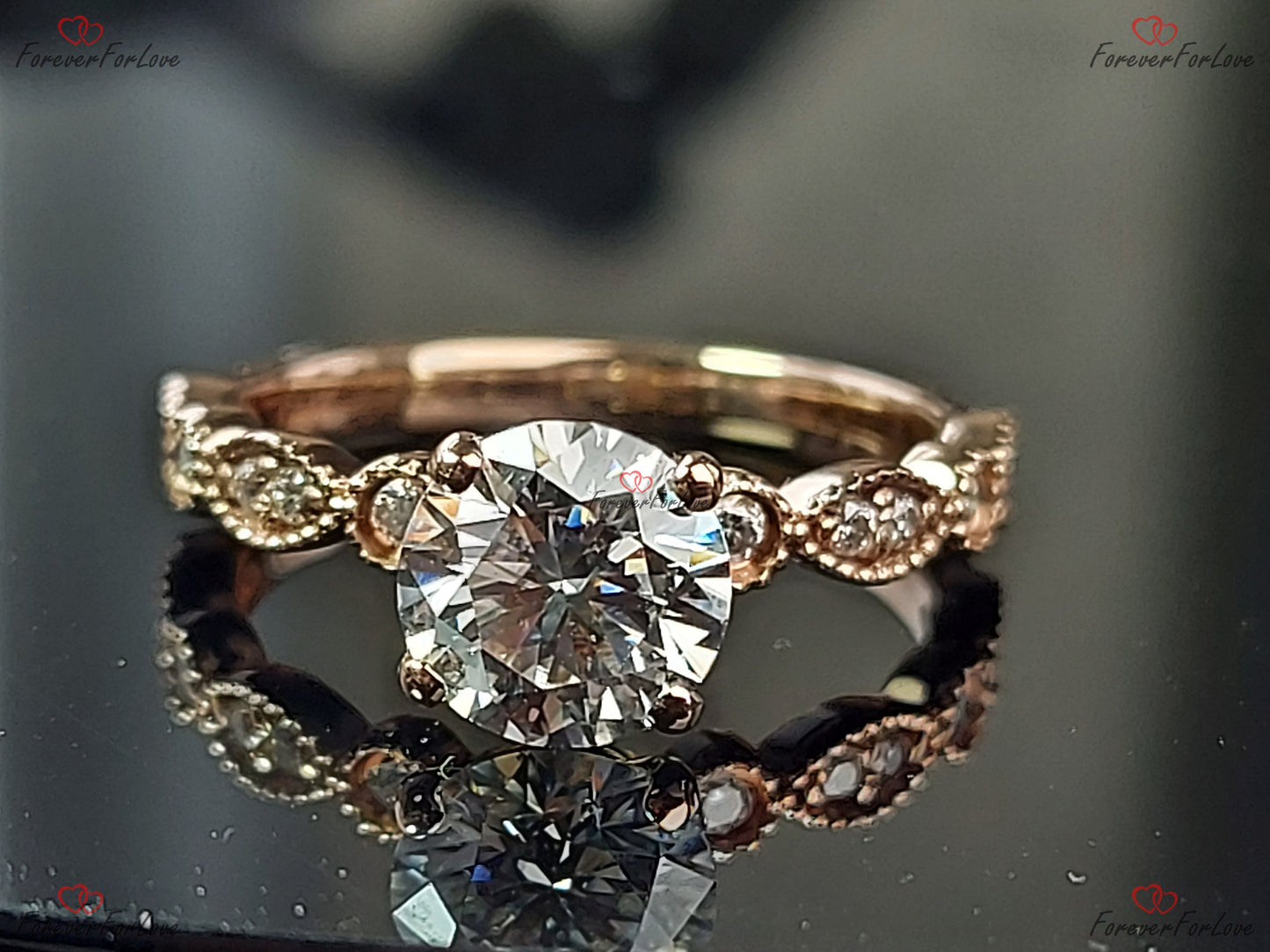 1 Karat IGI-zertifizierter Marquise-Art-déco-Ring mit Labor-Diamant Marquise cut Moissanite engagement ring in 935 Argentium Silber — custom handcrafted by Forever For Love