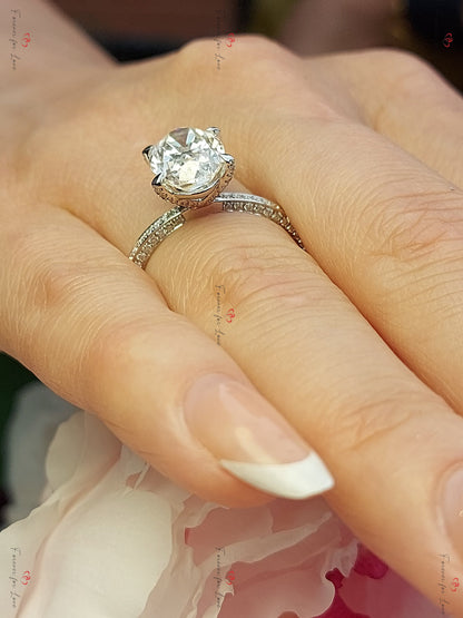 4 Ct Oval Diamond, Moissanite Hidden Halo Engagement Ring