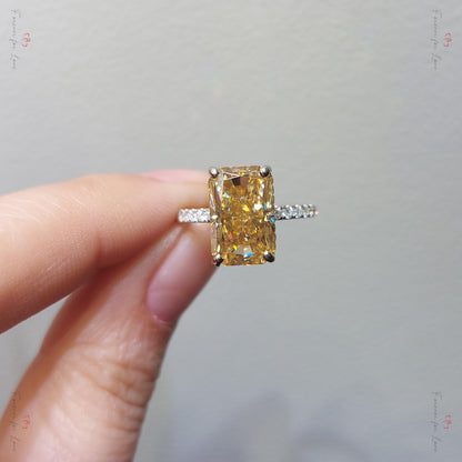 4 Ct Radiant Yellow Moissanite Engagement Ring