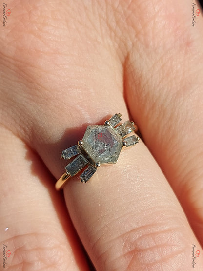 Hexagon Diamond Engagement Ring