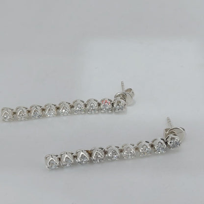 14k Gold- und Diamant-Hängeohrringe, 3mm Diamantohrringe, baumelnde Diamanten, echte Diamanten, 14k Rosé-, Weiß-, Gelbgold Ohrringe.