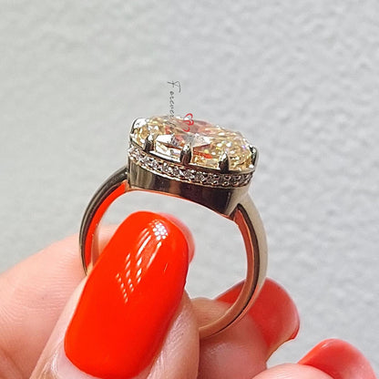 4 Ct Oval Yellow Diamond, Moissanite Engagement Ring