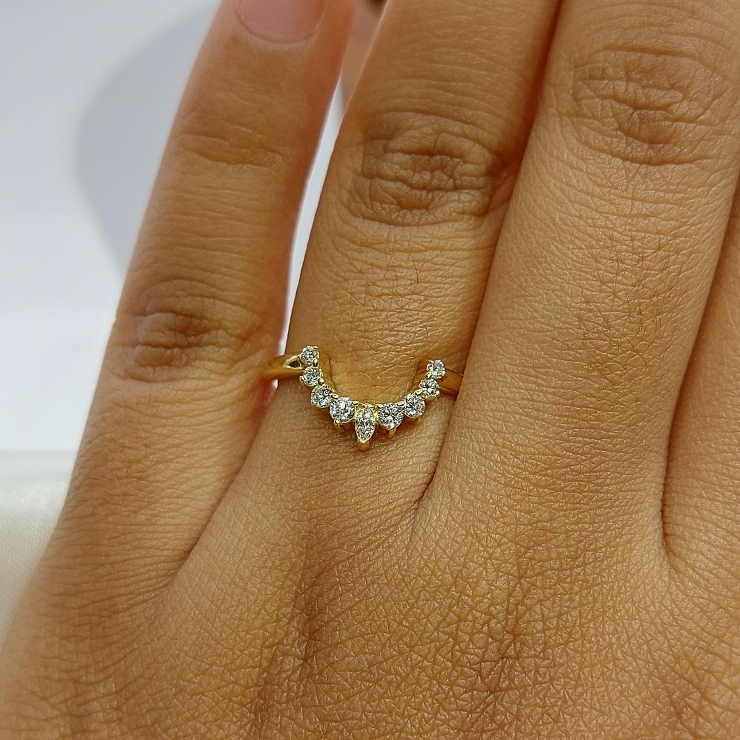 Marquise Diamond Stacking Ring Marquise cut Moissanite Brilliant Cut engagement ring in 935 Argentium Silver — custom handcrafted by Forever For Love