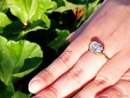 4 Ct Oval Moissanite Halo Engagement Ring
