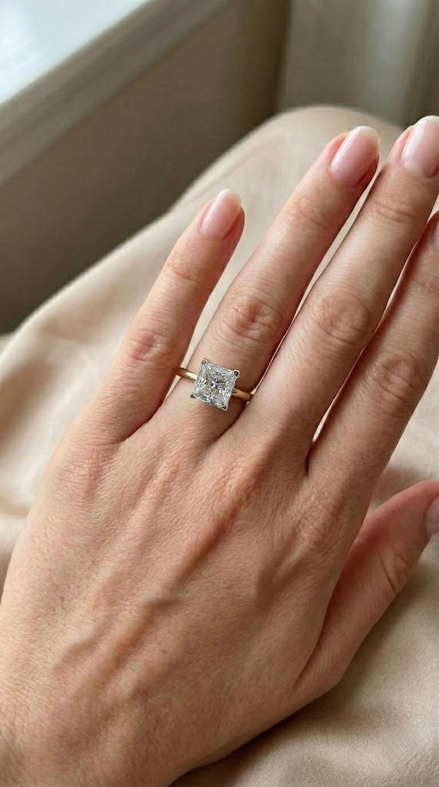 3 Ct IGI Certified Princess Lab Diamond Engagement Ring Princess cut 1Ct Moissanite Brilliant Cut engagement ring in 935 Argentium Silver — custom handcrafted by Forever For Love