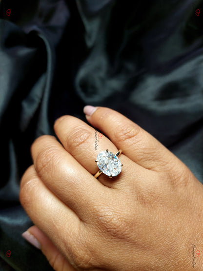 4.5 Ct Oval Diamond, Moissanite Hidden Halo Engagement Ring