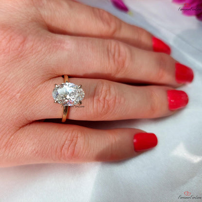 3 Ct IGI Certified Oval Lab Diamond Hidden Halo Engagement Ring