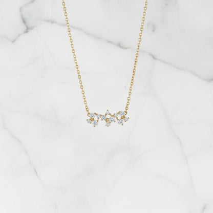 Halskette mit rundem Diamant, 14 Karat Gelbgold, zarte, minimalistische runde Anhänger, Labor-Diamant-Halskette für Damen, Besonderes Geschenk für Sie.