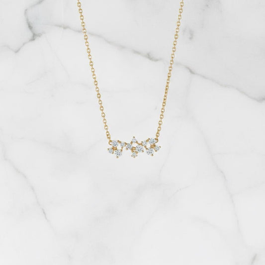 Round diamond Necklace, 14k Yellow Gold, Dainty Minimalist Round Pendant, Lab Diamond Womens Necklace, Special Gift For Her.
