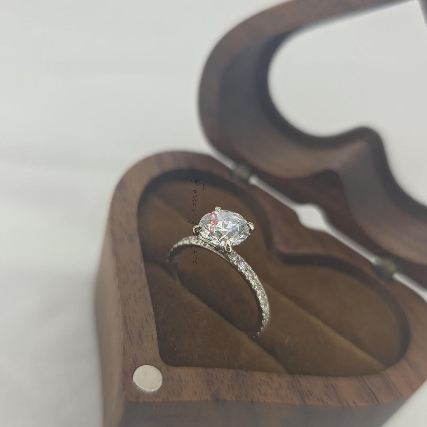 1 Ct IGI Certified Round Lab Diamond Solitaire Engagement Ring Round cut 1Ct Moissanite Brilliant Cut engagement ring in 935 Argentium Silver — custom handcrafted by Forever For Love