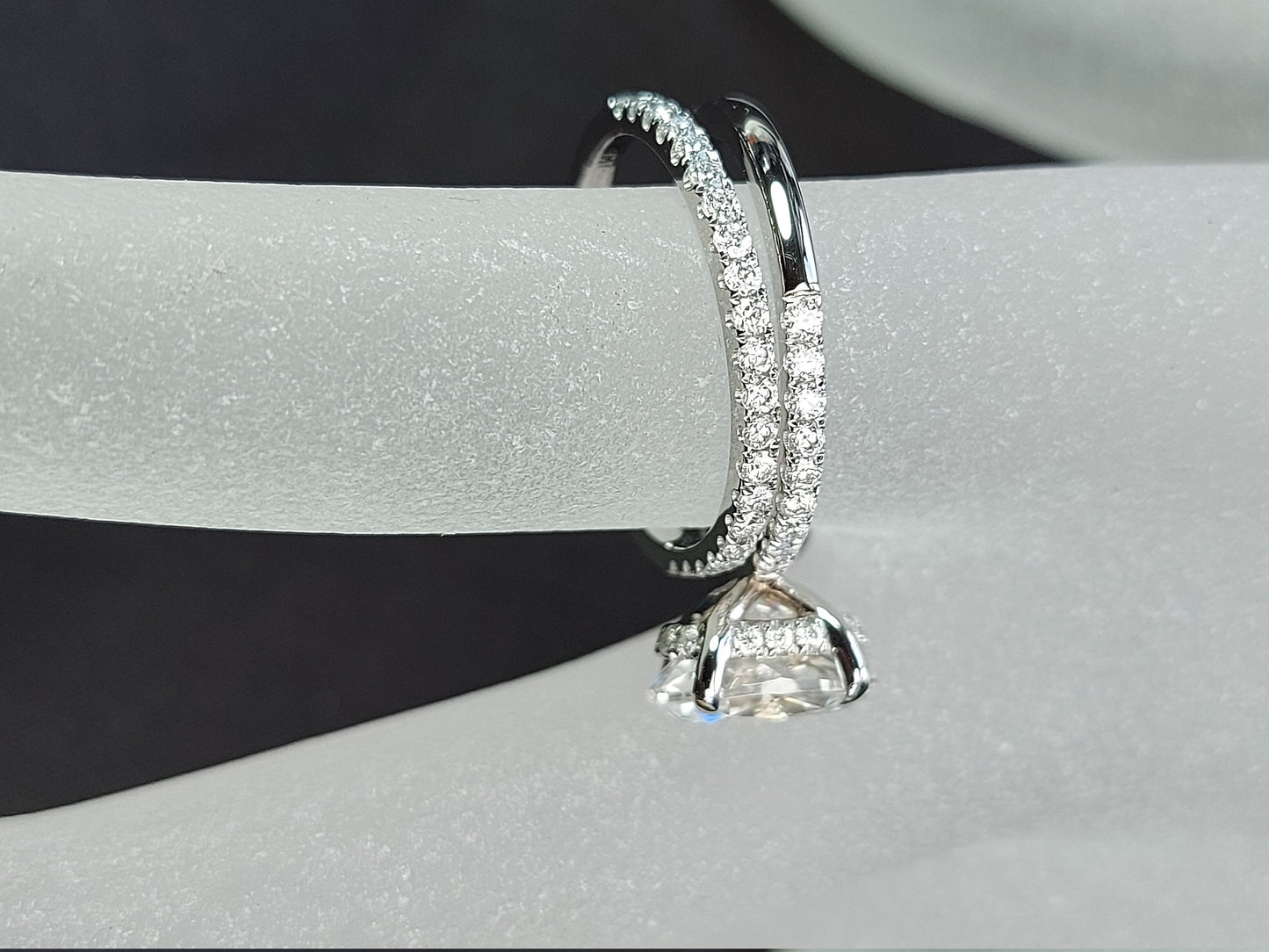 1.8 Ct Oval Moissanite Eternity Band Oval cut Moissanite Brilliant Cut engagement ring in 935 Argentium Silver — custom handcrafted by Forever For Love