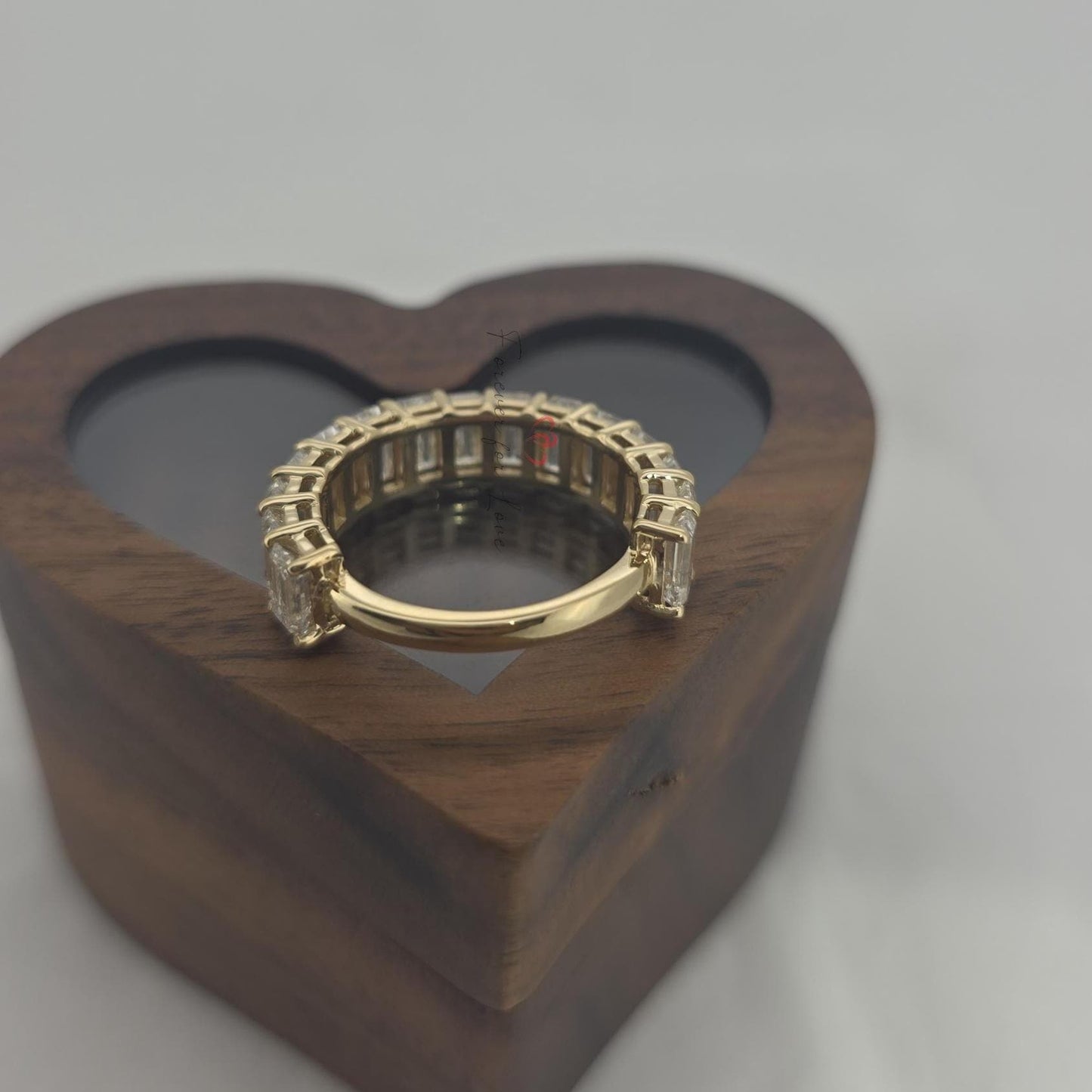 4 TCW Emerald cut Diamond wedding band Emerald cut Half eternity band Solid Yellow gold wedding band bridal ring Stacking Promise ring. Emerald cut Moissanite Brilliant Cut engagement ring in 935 Argentium Silver — custom handcrafted by Forever For Love