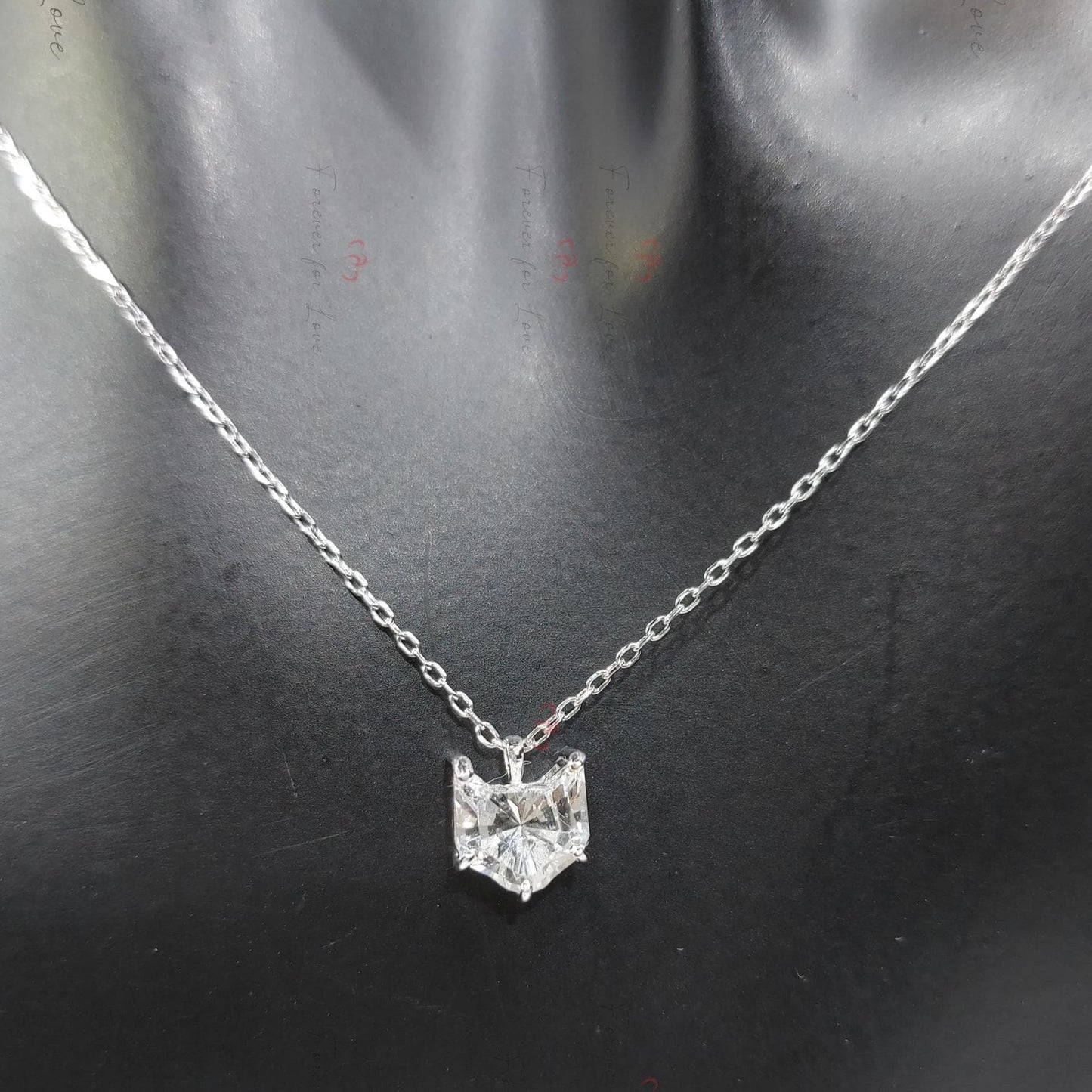 1 Carat cat diamond Necklace, 14k white Gold, Dainty Minimalist cat Pendant, Diamond Womens Necklace, Special Gift For Her. Moissanite engagement ring in Gold or Platinum — custom handcrafted by Forever For Love