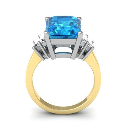 Baguette Blue Diamond, Topaz Engagement Ring