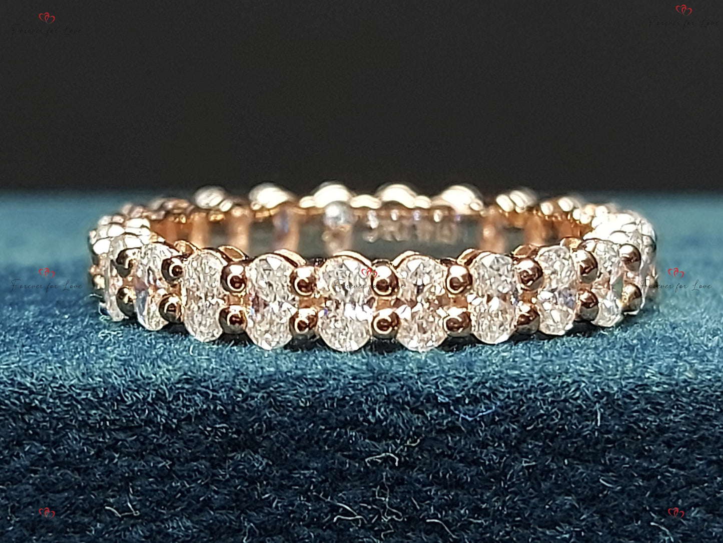 Oval Natural Diamond Full Eternity Band Oval cut Moissanite Brilliant Cut engagement ring in 935 Argentium Silver — custom handcrafted by Forever For Love