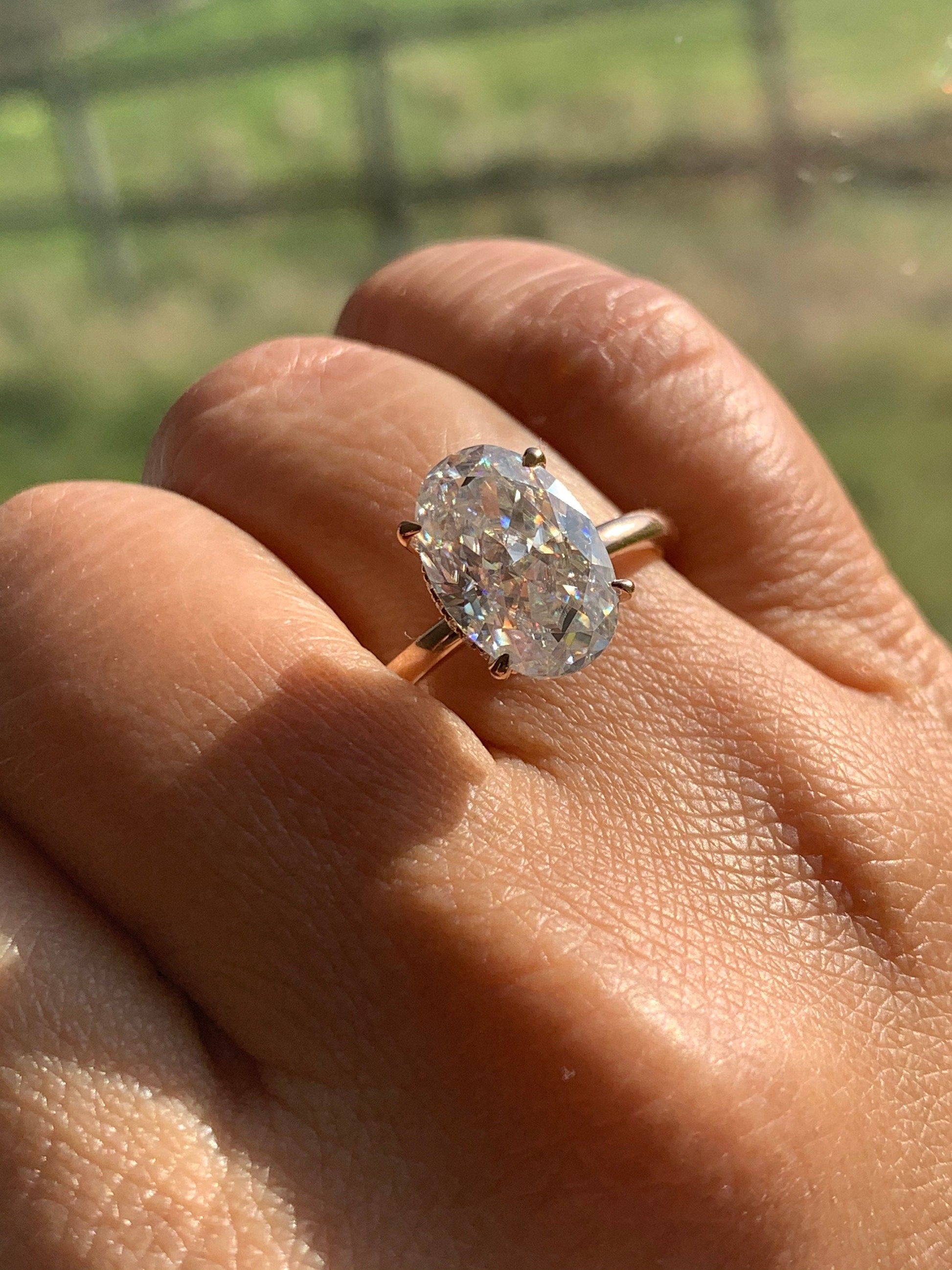 Oval Cut Engagement Ring, 4Ct Crushed ice Oval 12*8mm Moissanite engagement ring, diamond wrap around halo ring,.