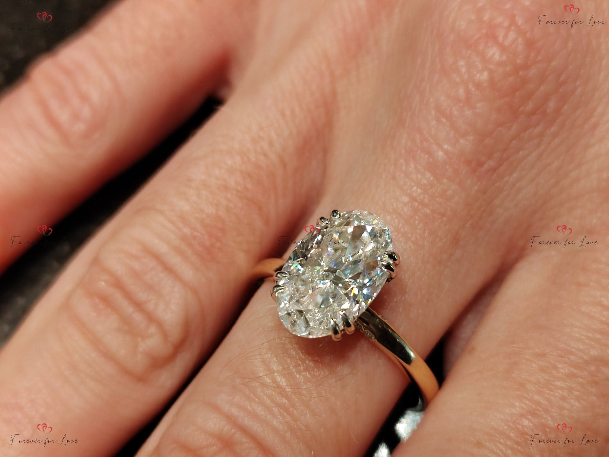 4.5 Ct Oval Diamond, Moissanite Hidden Halo Engagement Ring