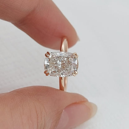 2.0 Ct IGI Certified Cushion Lab Diamond Hidden Halo Engagement Ring