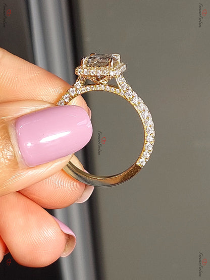 2.05 Ct IGI Certified Radiant Lab Diamond Halo Engagement Ring