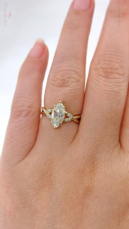 1.0 Carat E, VVS2 Clarity IGI Certified Lab Grown Oval Cut Diamond Ring, Vintage Marquise Diamond Band, Unique Engagement Ring gift for her