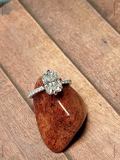 1.5 Ct Radiant Diamond, Moissanite Solitaire Engagement Ring