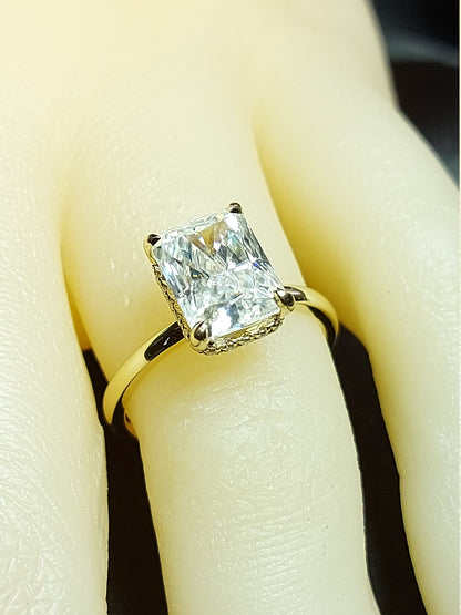 Radiant Moissanite Hidden Halo Engagement Ring