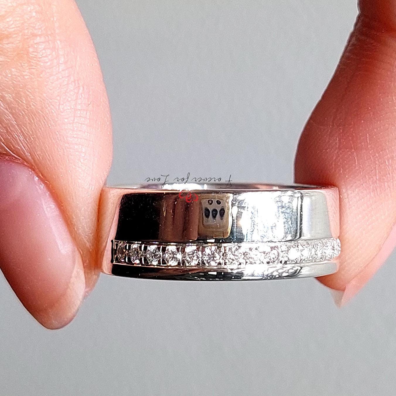 Man wedding band, chunky man band, his and her bands, diamond band, wedding band. 6mm wide solid gold band.