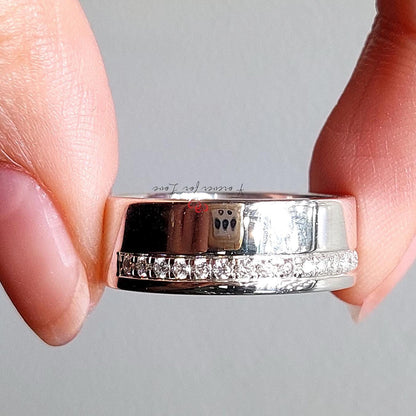 Man wedding band, chunky man band, his and her bands, diamond band, wedding band. 6mm wide solid gold band.