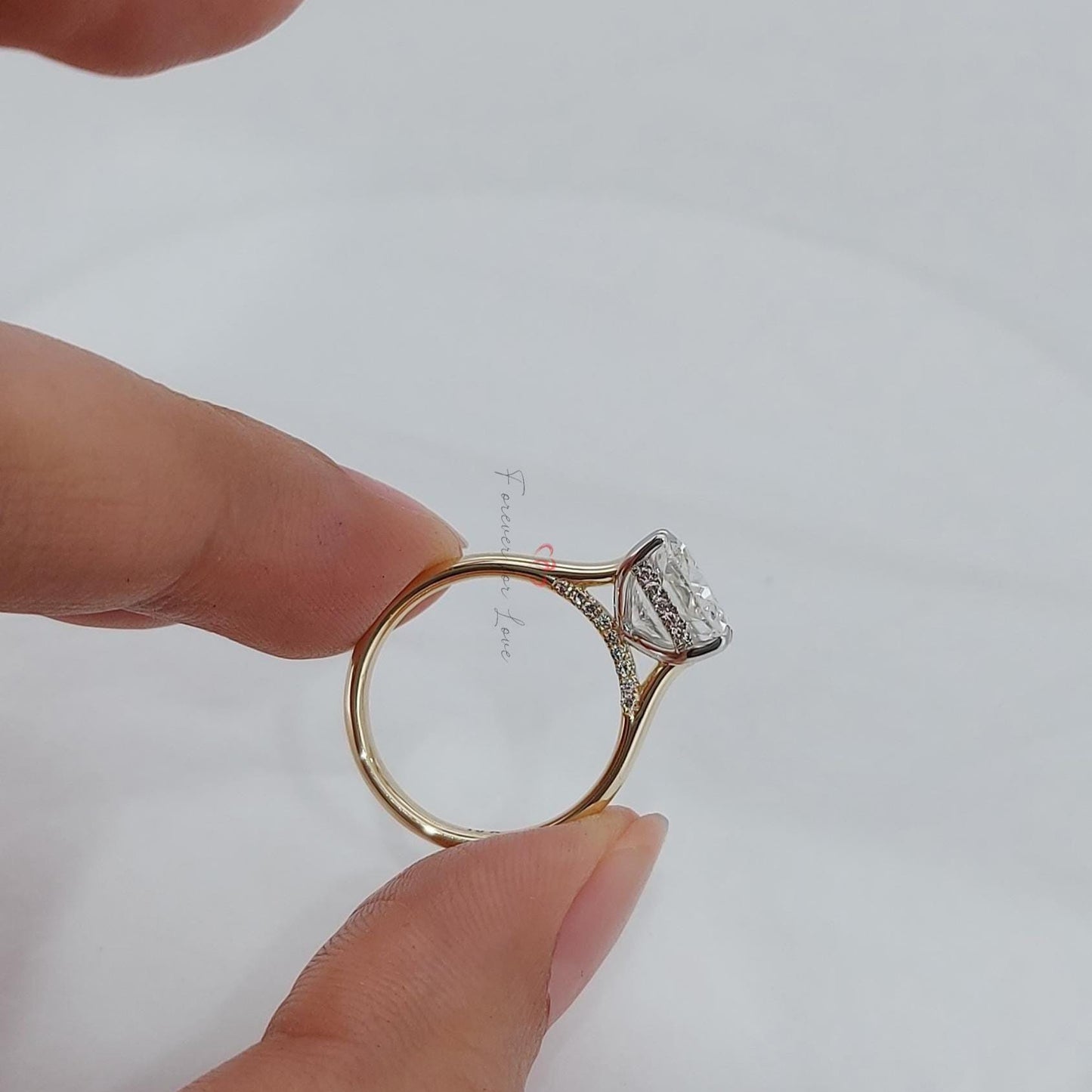 5 Ct Cushion Lab Diamond Engagement Ring Cushion cut 1Ct Moissanite Brilliant Cut engagement ring in 935 Argentium Silver — custom handcrafted by Forever For Love