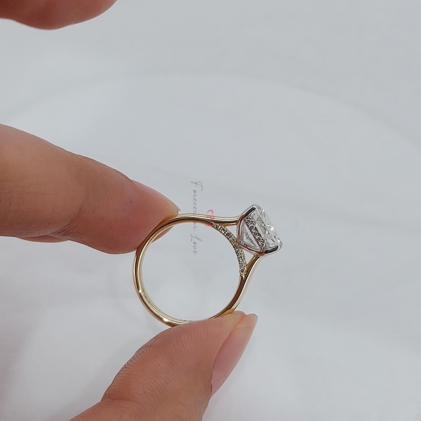 5 Ct Cushion Lab Diamond Engagement Ring