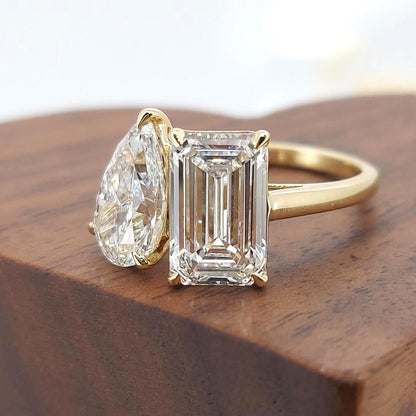 4.5 Ct Emerald Lab Diamond Engagement Ring