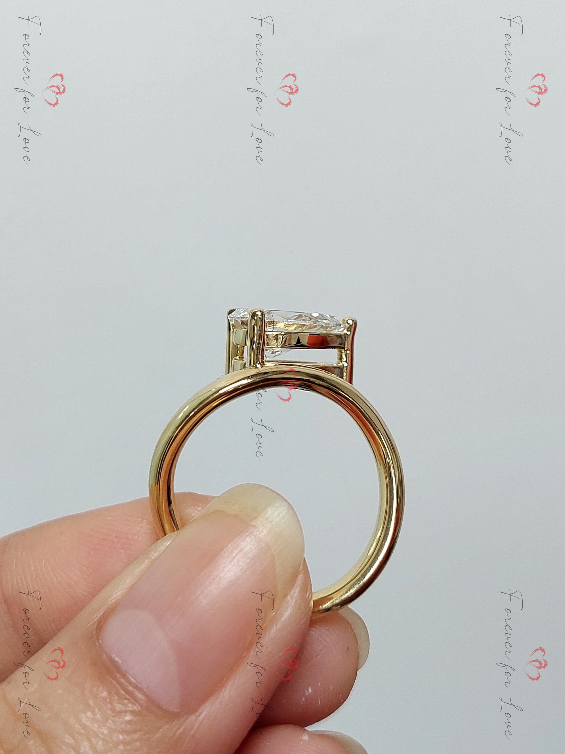 3 Ct Pear Lab Diamond Solitaire Engagement Ring