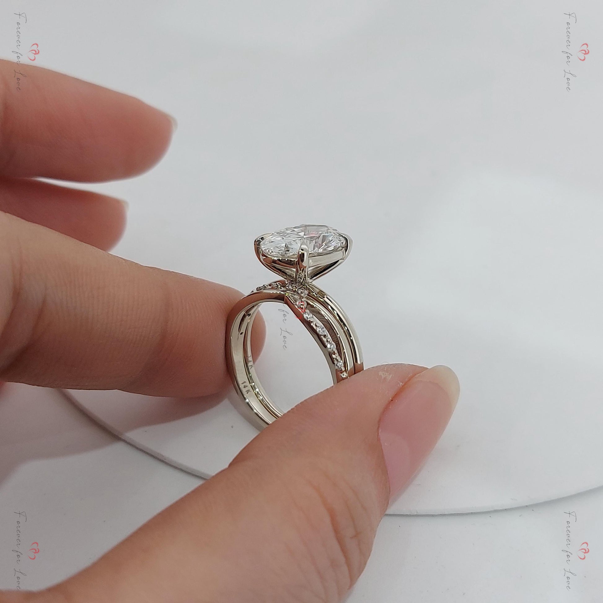3 Ct Oval Lab Diamond Hidden Halo Engagement Ring