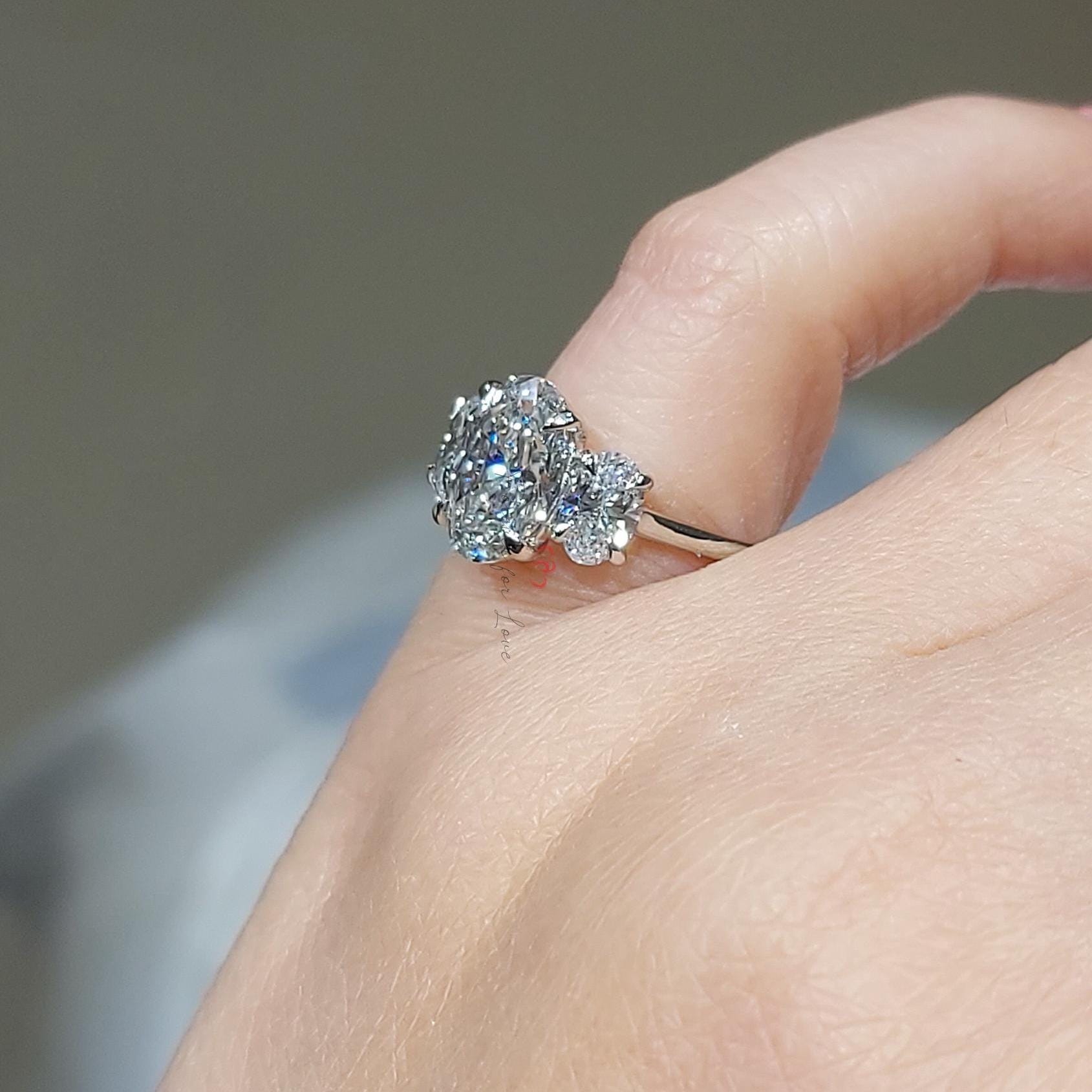 3 Ct IGI Certified Oval Lab Diamond Three Stone Ring