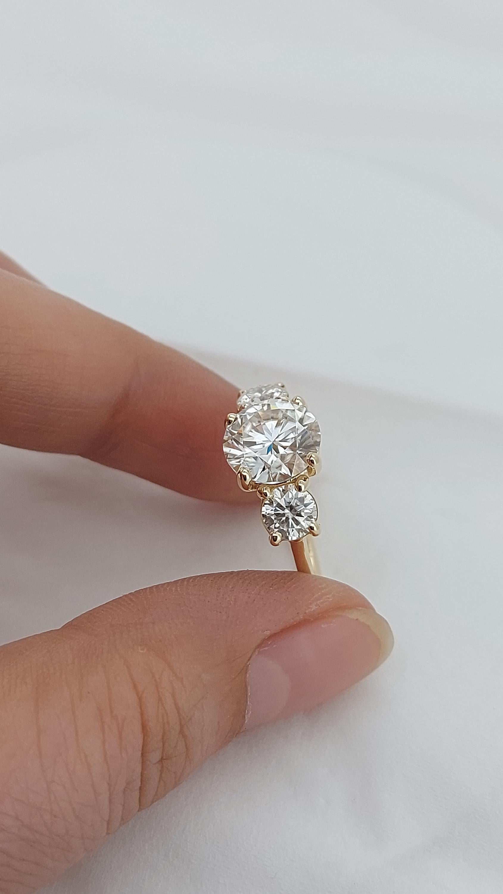 Vintage Moissanite engagement ring solid gold engagement ring round moissanite ring diamond cluster ring wedding Bridal Anniversary