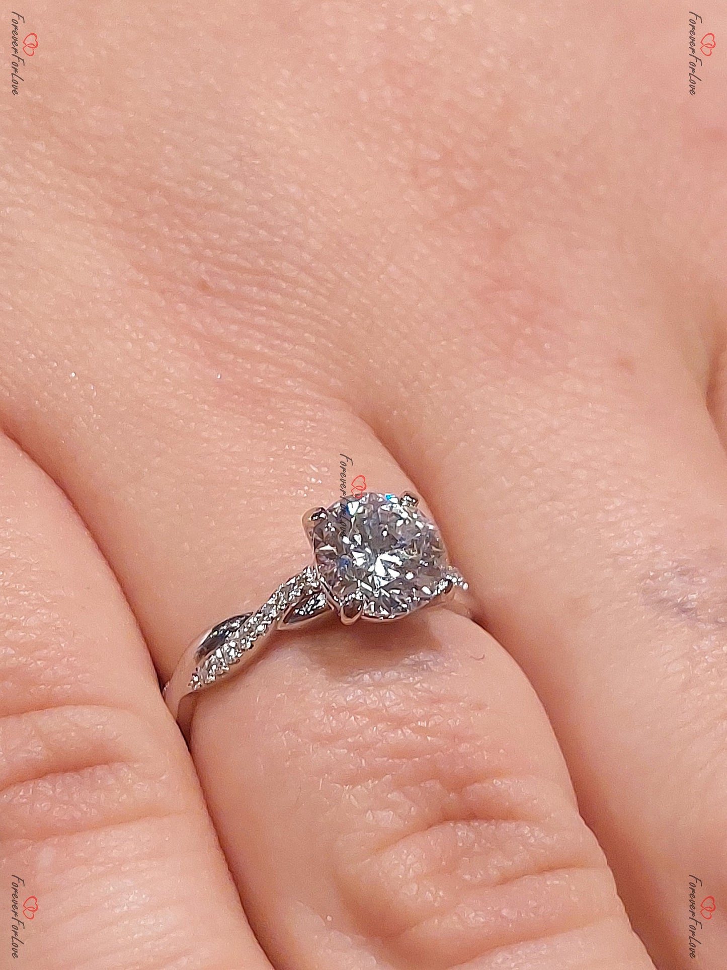 1.5 Ct IGI Certified Round Lab Diamond Solitaire Engagement Ring Round cut 1Ct Moissanite Brilliant Cut engagement ring in 935 Argentium Silver — custom handcrafted by Forever For Love