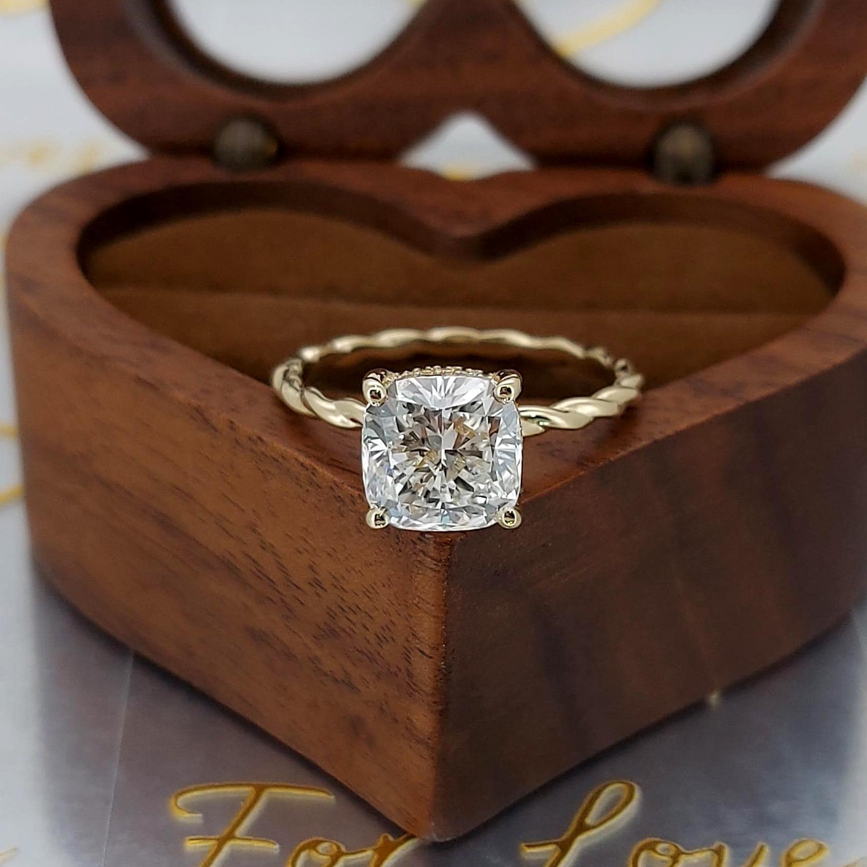 3.5 Ct IGI Certified Cushion Lab Diamond Engagement Ring